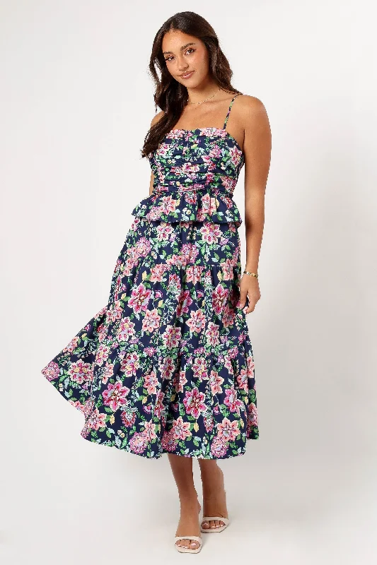 Midi dresses with printed lining for a hidden and stylish detailArlo Midi Dress - Navy Midi dresses with printed lining for a hidden and stylish detailArlo Midi Dress - Navy