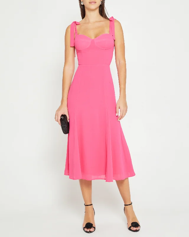 Sleeveless midi dresses with lace details for summer weddingsAurelia Dress