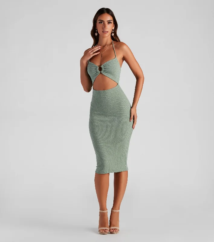 Midi dresses with sheer panels for a touch of allureBeach Beauty Halter O-Ring Dress