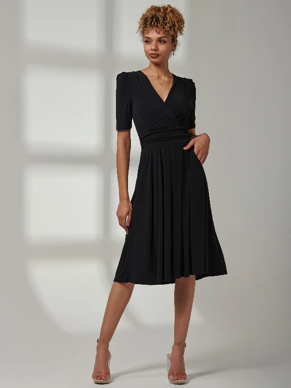 Plaid midi dresses for a fall - themed family gatheringBianca Half Sleeve Jersey Midi Dress, Black Plaid midi dresses for a fall - themed family gatheringBianca Half Sleeve Jersey Midi Dress, Black
