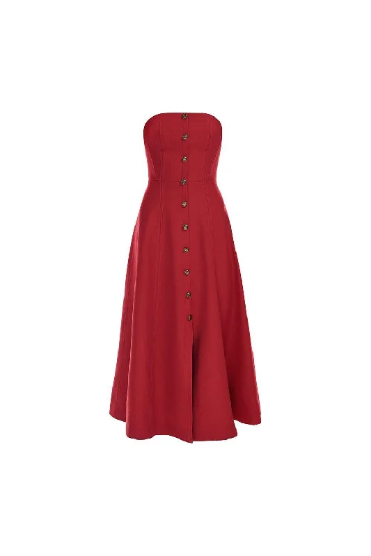 Midi dresses with bow accents for a sweet and charming lookButter Strapless Straight Across Neck Cotton Midi Dress