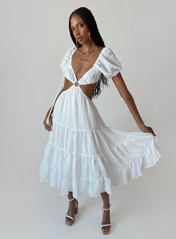 High - low midi dresses with geometric patterns for a modern partyDanica Midi Dress White High - low midi dresses with geometric patterns for a modern partyDanica Midi Dress White