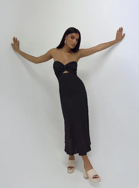 Midi dresses with V - necklines for a flattering and elongating effectFalling For You Midi Dress Black