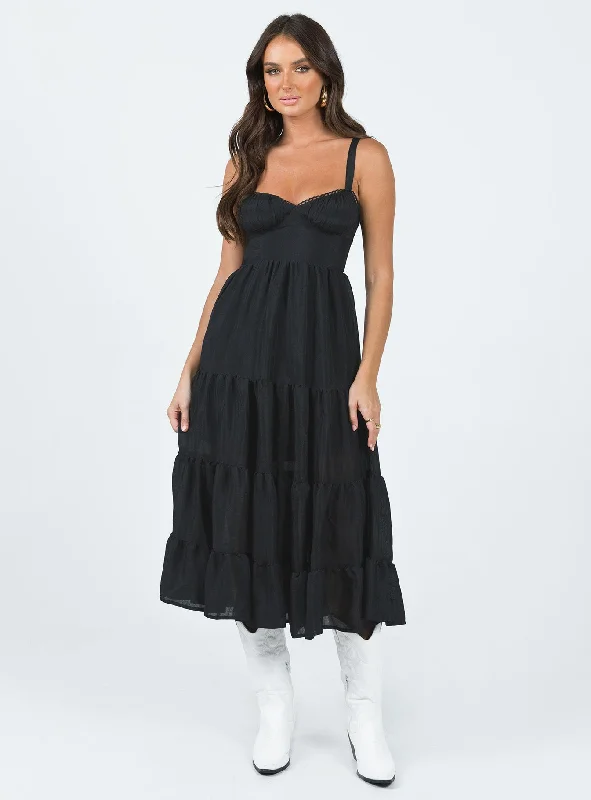Midi dresses with ruched bodices for a feminine and fitted feelJoella Midi Dress Black