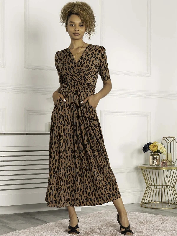 A - line midi dresses with floral prints for spring brunchesJolie Moi Akayla Printed Jersey Maxi Dress, Brown Animal