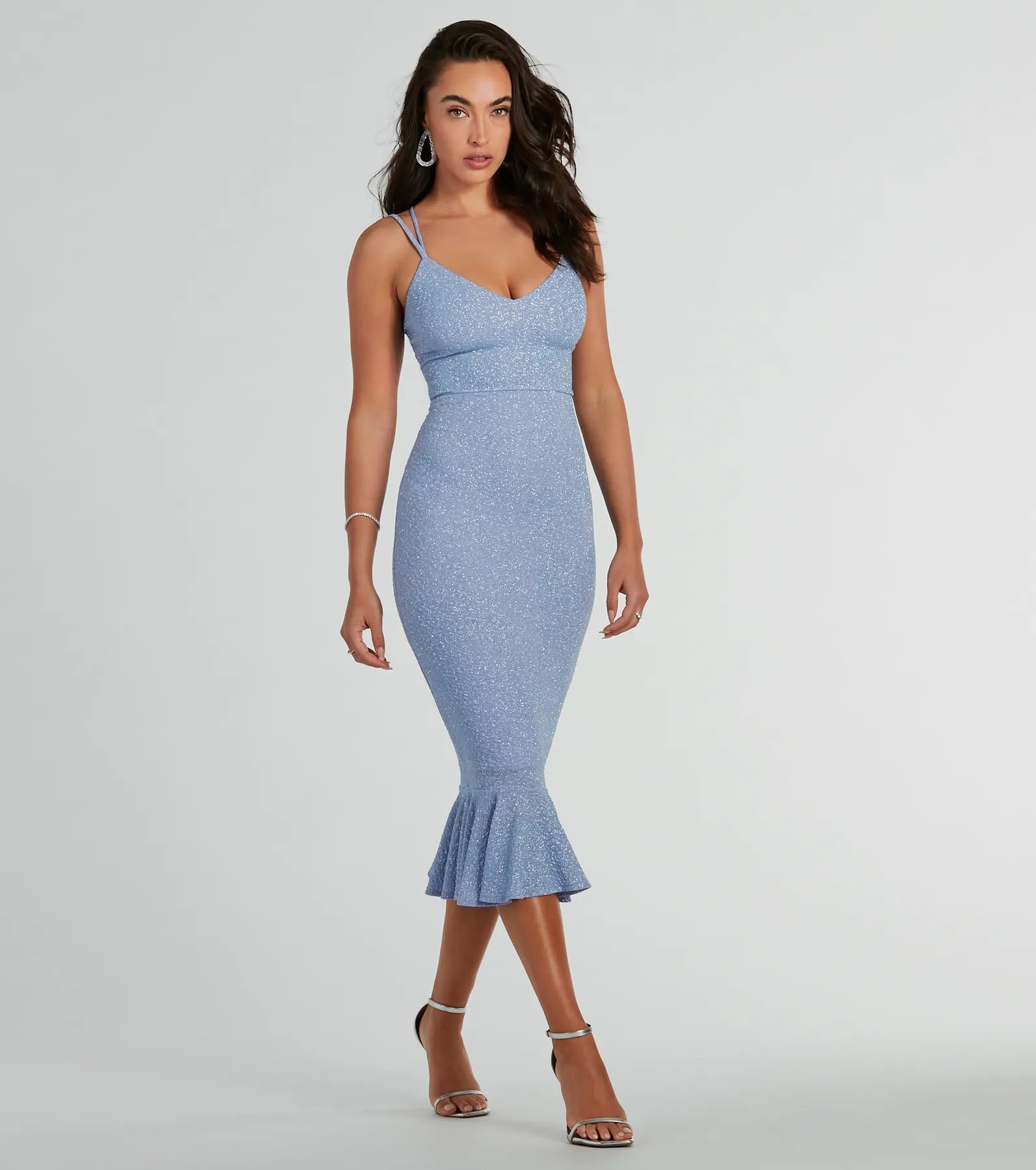 Midi dresses with wrap - around skirts for a customizable fitMarlee Lace-Up Mermaid Glitter Midi Formal Dress Midi dresses with wrap - around skirts for a customizable fitMarlee Lace-Up Mermaid Glitter Midi Formal Dress