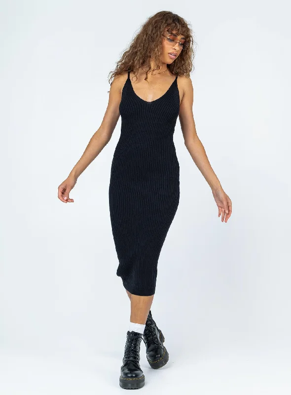 Midi dresses with mesh inserts for a trendy and breathable optionOxford Midi Dress Black Midi dresses with mesh inserts for a trendy and breathable optionOxford Midi Dress Black