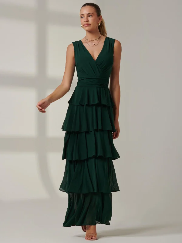 Sheath midi dresses with beaded embellishments for a formal occasionPlain Tiered Mesh Maxi Dress, Dark Green Sheath midi dresses with beaded embellishments for a formal occasionPlain Tiered Mesh Maxi Dress, Dark Green