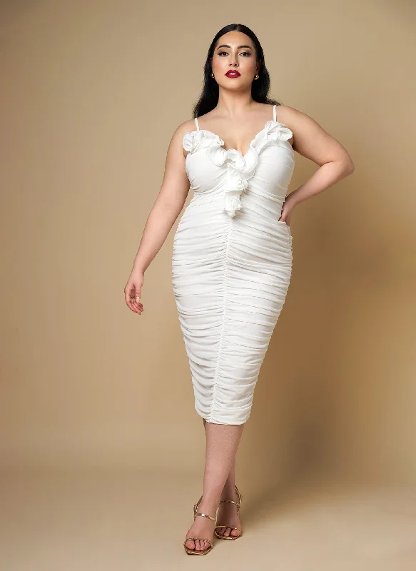 Midi dresses with sheer panels for a touch of allureOrchid Mesh 3D Flower Midi Bodycon Dress