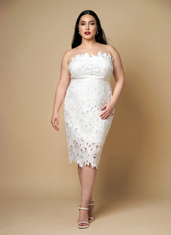 Midi dresses with asymmetric hems for a fashion - forward and dynamic appearanceWisteria Lace Midi Bodycon Dress
