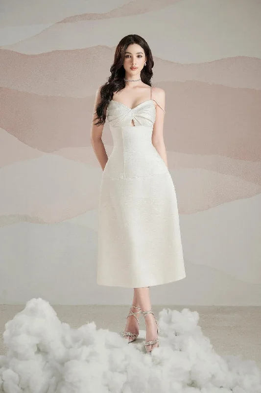 Midi dresses with pom - pom trims for a playful and festive lookStella A-line Cami Wood Taffeta Midi Dress Midi dresses with pom - pom trims for a playful and festive lookStella A-line Cami Wood Taffeta Midi Dress