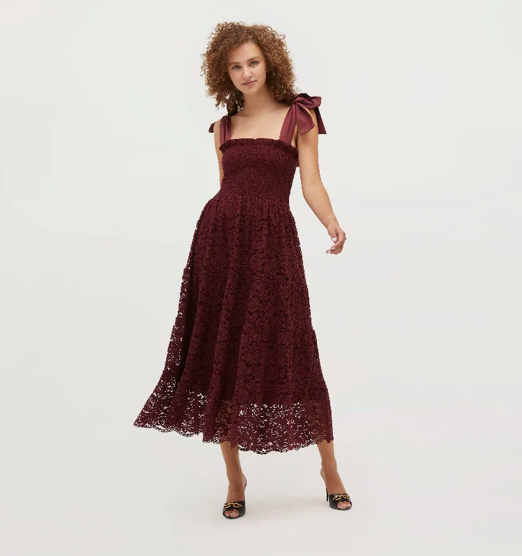 Midi dresses with polka dot prints for a playful summer outfitThe Lace Ribbon Ellie Nap Dress - Port Lace