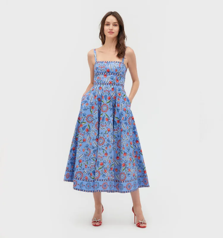 Midi dresses with pleated bodices for a classic and tailored lookThe Margot Dress - Swedish Floral Midi dresses with pleated bodices for a classic and tailored lookThe Margot Dress - Swedish Floral