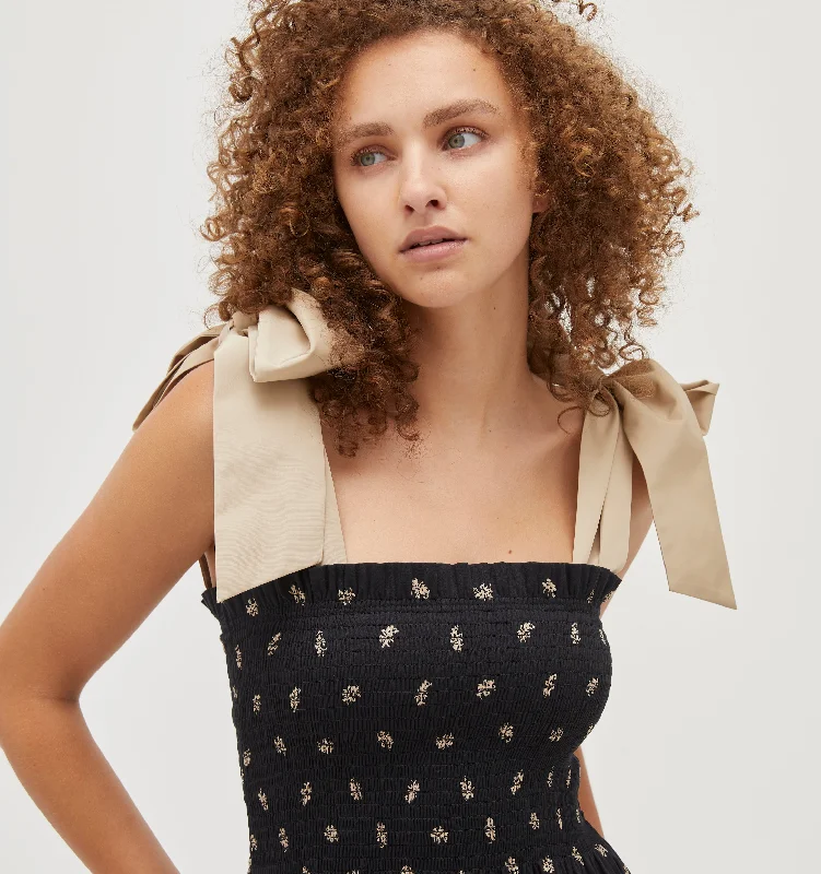 Midi dresses with V - necklines for a flattering and elongating effectThe Ribbon Ellie Nap Dress - Khaki Autumn Paisley