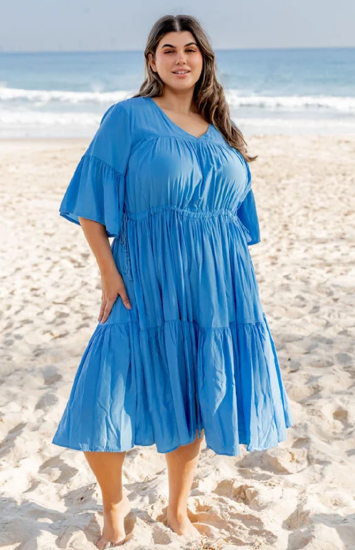 Midi dresses with side slits for a sexy and elegant appearanceLillie Dress in Aqua Blue by Worthier Midi dresses with side slits for a sexy and elegant appearanceLillie Dress in Aqua Blue by Worthier