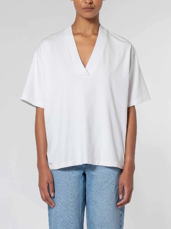 Plus Size Men's Denim Work Shirt with Multiple Pockets for PracticalityDeep V Tee White Plus Size Men's Denim Work Shirt with Multiple Pockets for PracticalityDeep V Tee White