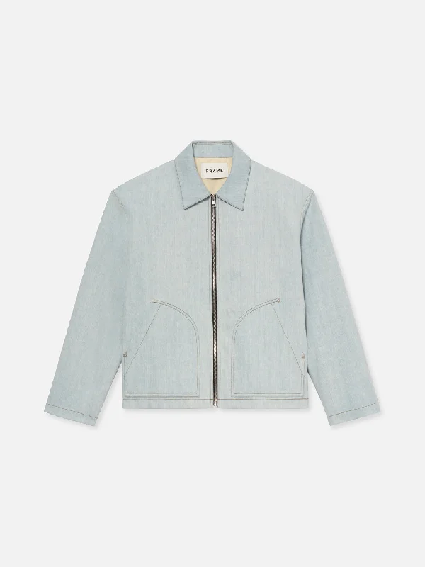 Longline Men's Denim Blazer in Black for a Smart - Casual Office LookIndigo Trucker -- Indigo Longline Men's Denim Blazer in Black for a Smart - Casual Office LookIndigo Trucker -- Indigo