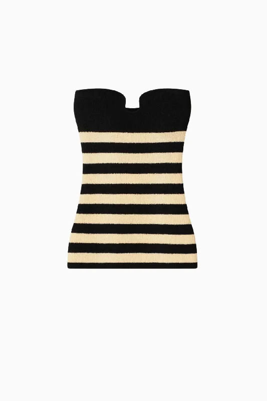 Plus Size Men's Denim Work Shirt with Multiple Pockets for PracticalityNanushka Zessa Striped Terry Knit Bustier Top - Creme/ Off Black Plus Size Men's Denim Work Shirt with Multiple Pockets for PracticalityNanushka Zessa Striped Terry Knit Bustier Top - Creme/ Off Black