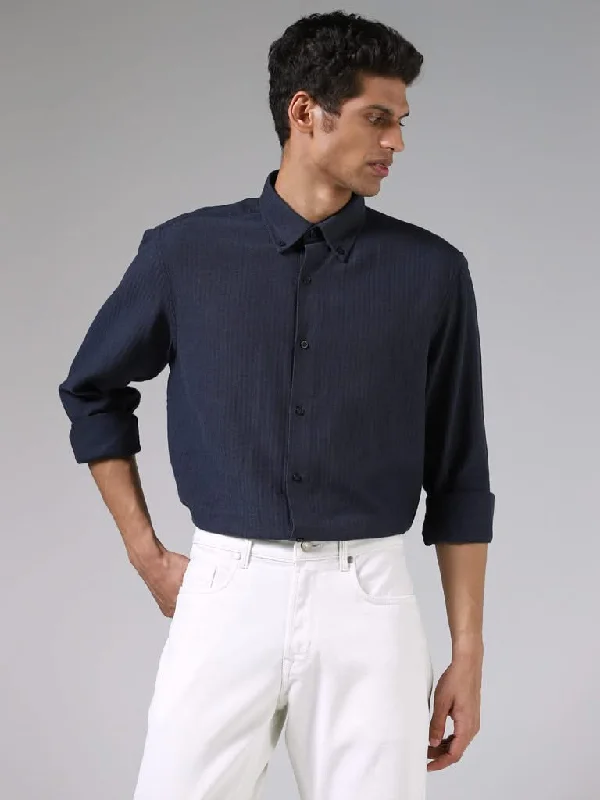 Women's ruffled hem dress pants Cargo women jeans with multiple pockets for added functionality Ascot Mid Blue Textured Cotton Relaxed-Fit Shirt Women's ruffled hem dress pants Cargo women jeans with multiple pockets for added functionality Ascot Mid Blue Textured Cotton Relaxed-Fit Shirt
