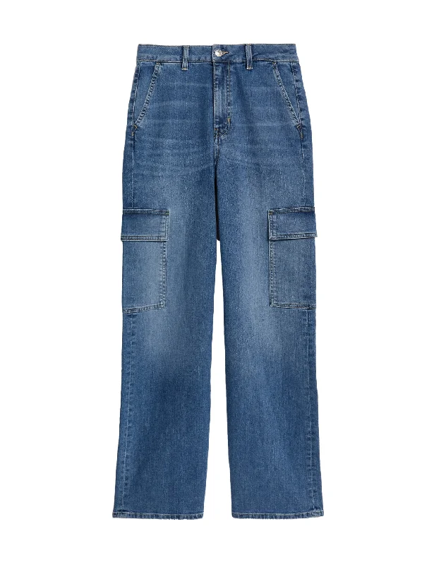 Women's pants with wrinkle - resistant material Cargo women jeans with multiple pockets for added functionality High Waisted Wide Leg Cargo Jeans Women's pants with wrinkle - resistant material Cargo women jeans with multiple pockets for added functionality High Waisted Wide Leg Cargo Jeans