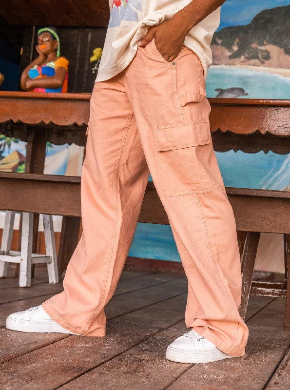 Women's hand - made artisanal pants Acid - wash women jeans with a retro finish Lefty Cargo Pants - Cafe Creme Women's hand - made artisanal pants Acid - wash women jeans with a retro finish Lefty Cargo Pants - Cafe Creme