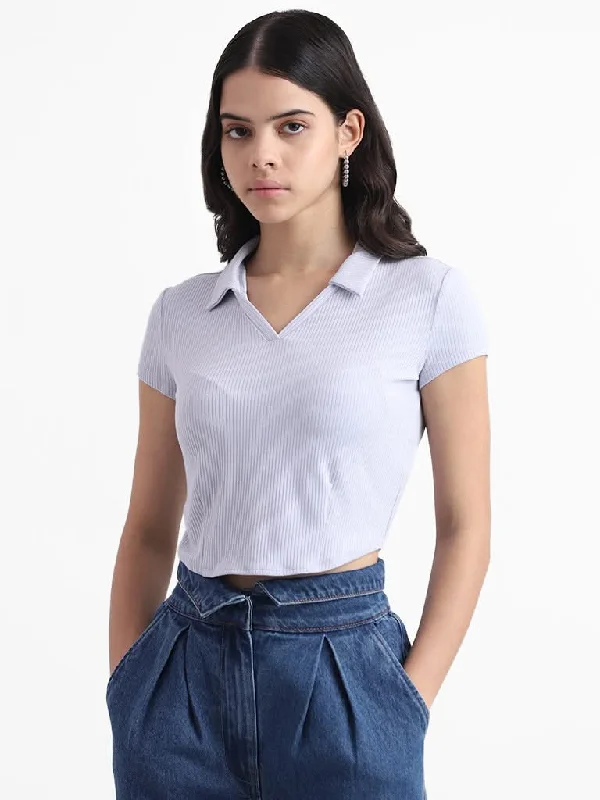 Women's budget - friendly denim pants Button - fly women jeans with a traditional touch Nuon Pale Blue Ribbed Slim Fit T-Shirt Women's budget - friendly denim pants Button - fly women jeans with a traditional touch Nuon Pale Blue Ribbed Slim Fit T-Shirt
