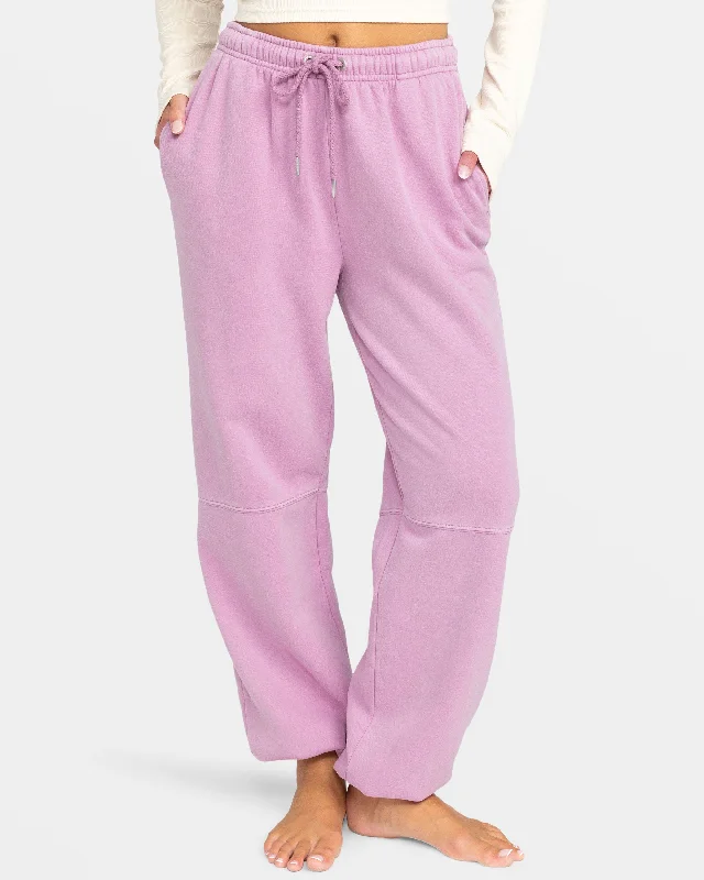 Women's printed floral pants High - waisted women jeans for a flattering silhouette Oasis Haze Elastic Waist Pants - Mauve Orchid