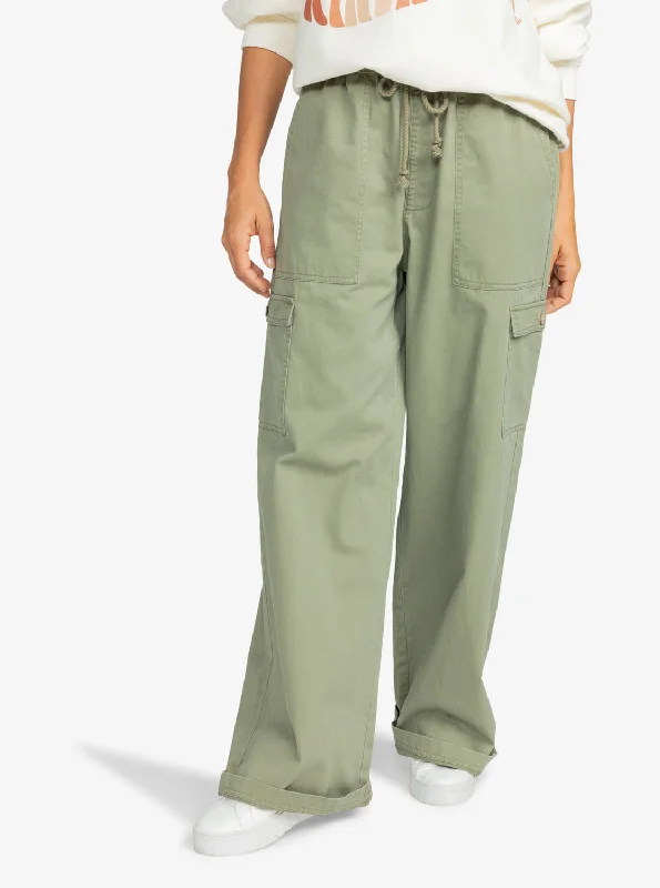 Women's pants with hidden pockets Embellished women jeans with studs or rhinestones for a glamorous touch Precious High Waist Cargo Pants - Deep Lichen Green