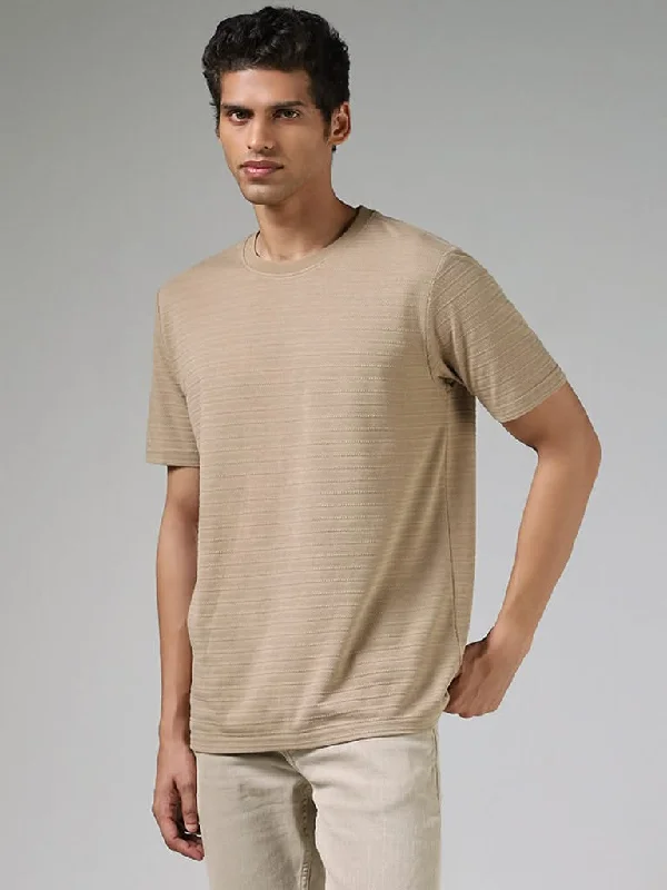 Women's spandex stretch pants Cargo women jeans with multiple pockets for added functionality WES Casuals Beige Striped Textured Cotton Relaxed-Fit T-Shirt Women's spandex stretch pants Cargo women jeans with multiple pockets for added functionality WES Casuals Beige Striped Textured Cotton Relaxed-Fit T-Shirt