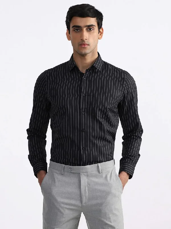Women's pants with moisture - wicking technology High - rise flare women jeans for a 70s - inspired look WES Formals Navy Striped Relaxed-Fit Shirt Women's pants with moisture - wicking technology High - rise flare women jeans for a 70s - inspired look WES Formals Navy Striped Relaxed-Fit Shirt