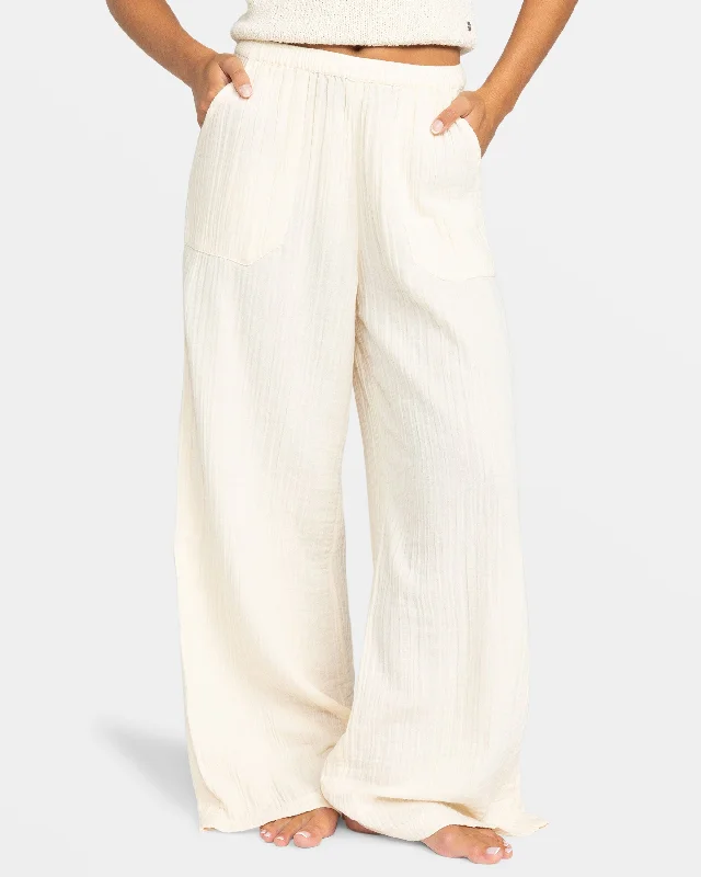 Women's designer brand pants High - rise flare women jeans for a 70s - inspired look What A Vibe Wide Leg Pants - Parchment