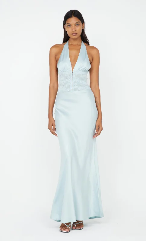 Cotton maxi dresses for a comfortable and everyday - wear optionAKARI HALTER DRESS - CLOUD BLUE