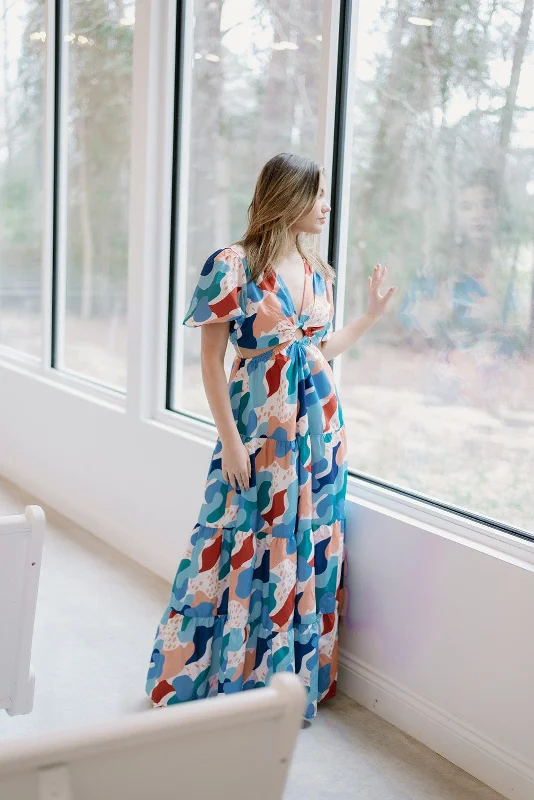 Maxi dresses with side slits for a touch of allureBlue Cut Out Maxi Dress