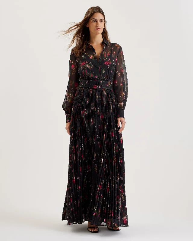 Maxi dresses with a cinched waist for a defined silhouetteCeiba Printed Maxi Shirt Dress Black