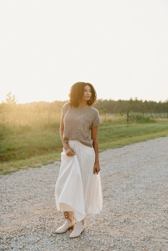Maxi dresses with beaded embellishments for a fancy and luxurious eventCream Shimmer Tiered Satin Maxi Skirt