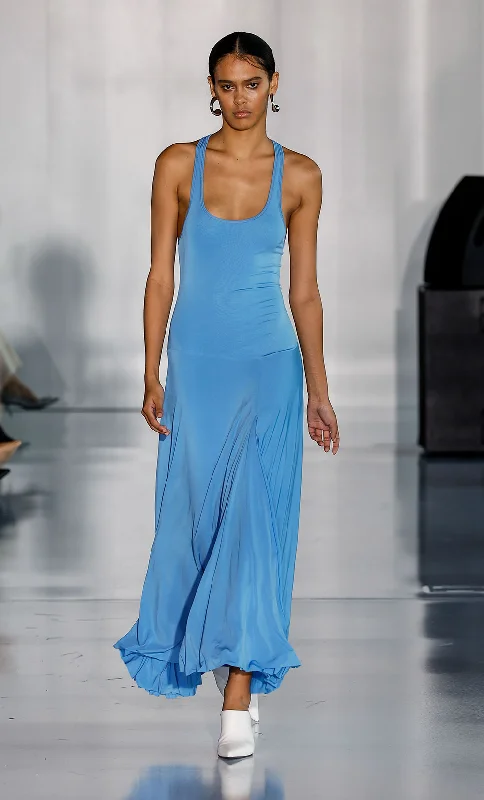 Printed maxi dresses with abstract patterns for an artistic lookDELANY SINGLET MAXI DRESS - AZURE