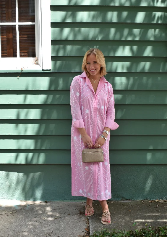Floral print maxi dresses for summer garden partiesElizabeth Embroidered Maxi Dress Pink/White Final Sale Floral print maxi dresses for summer garden partiesElizabeth Embroidered Maxi Dress Pink/White Final Sale
