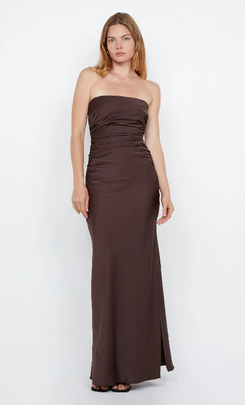 Leather maxi dresses for an edgy and bold appearanceETERNITY STRAPLESS MAXI  - DARK CHOCOLATE