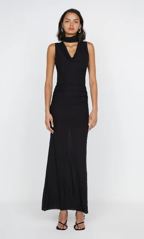 Maxi dresses with a keyhole back for a sexy detailGIGI HIGH NECK DRESS - BLACK