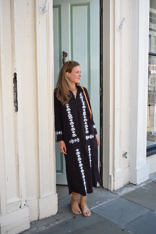 Maxi dresses with patchwork designs for a one - of - a - kind styleHouston Embroidered Maxi Dress   Brown/white