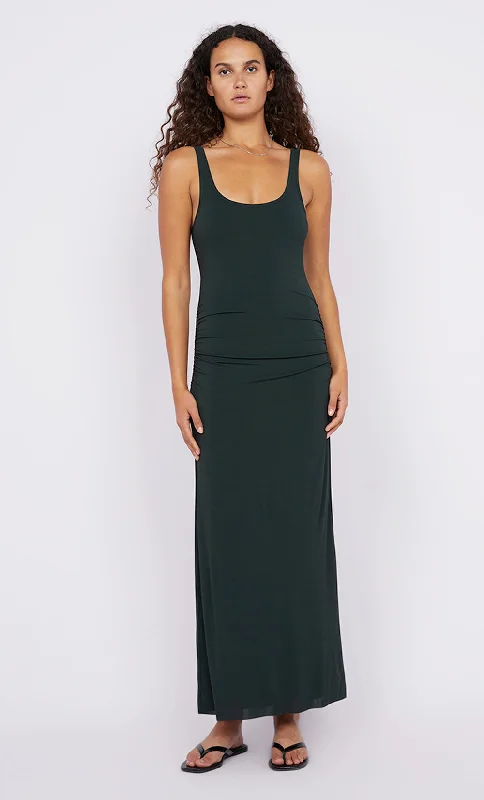 Maxi dresses with off - the - shoulder styles for a romantic and breezy lookJAYDE SINGLET MAXI DRESS - BOTTLE GREEN