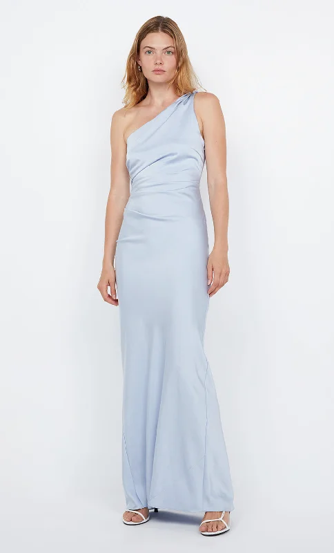 Maxi dresses with a ruffled neckline for a charming lookLUNETTA ASYM DRESS - DUSTY BLUE