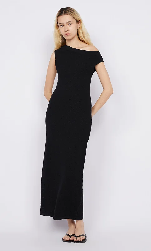 Maxi dresses with tassel accents for a fun and lively touchMARTHA ASYM MAXI DRESS - BLACK
