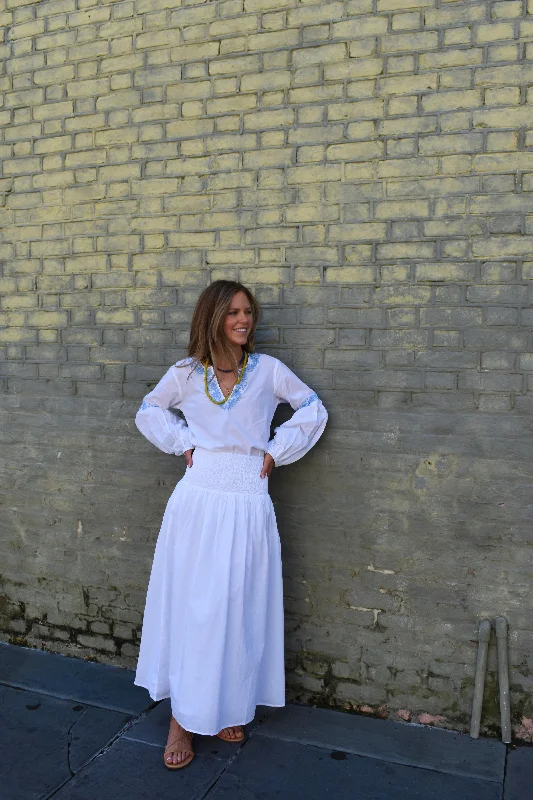 Maxi dresses with cut - out details on the sides for a modern edgeSerena Mykonos Maxi Skirt White