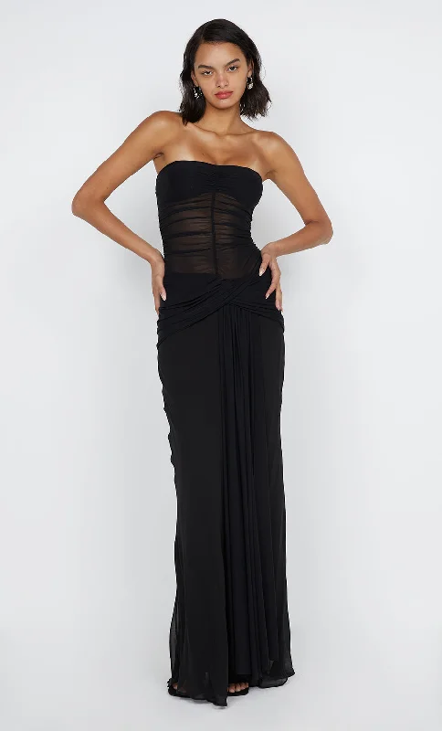 Maxi dresses with polka dot prints for a playful styleNOEMI STRAPLESS DRESS - BLACK