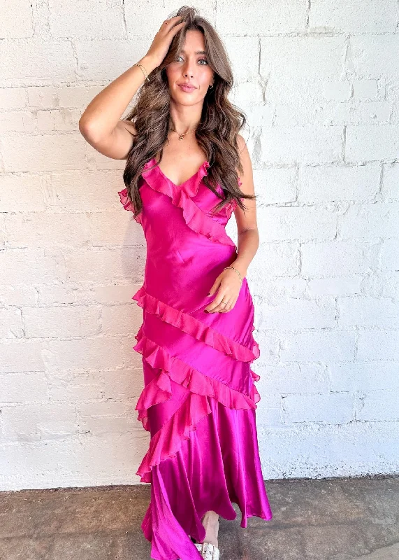 Maxi dresses with a button - down front for a classic lookParty Pink Maxi Dress