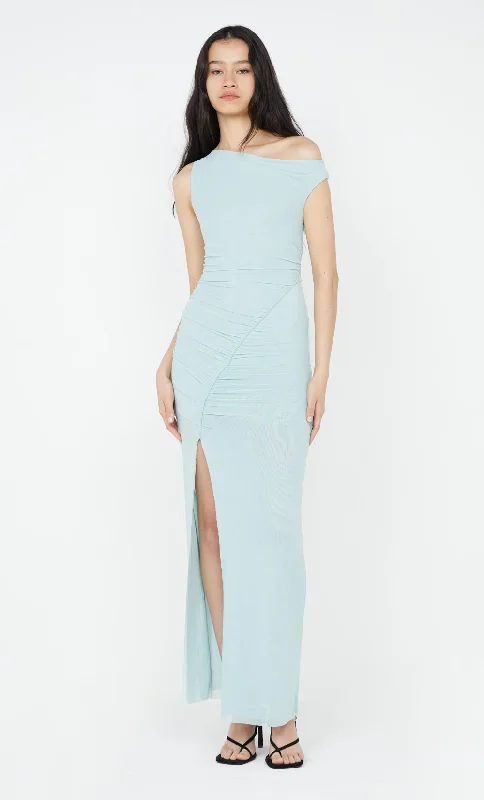 Maxi dresses with ribbed textures for a unique and tactile lookSANIA ASYM DRESS - DUCK EGG Maxi dresses with ribbed textures for a unique and tactile lookSANIA ASYM DRESS - DUCK EGG