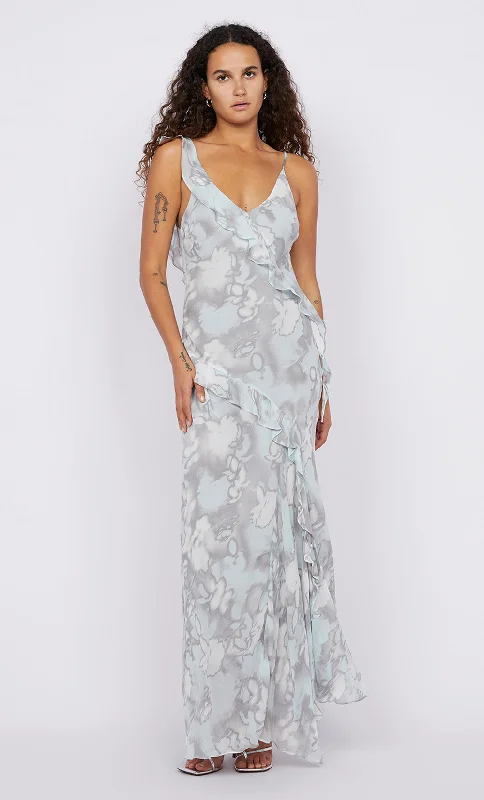 Maxi dresses with patchwork designs for a one - of - a - kind styleZABELLE FRILL DRESS - MOONSHADOW