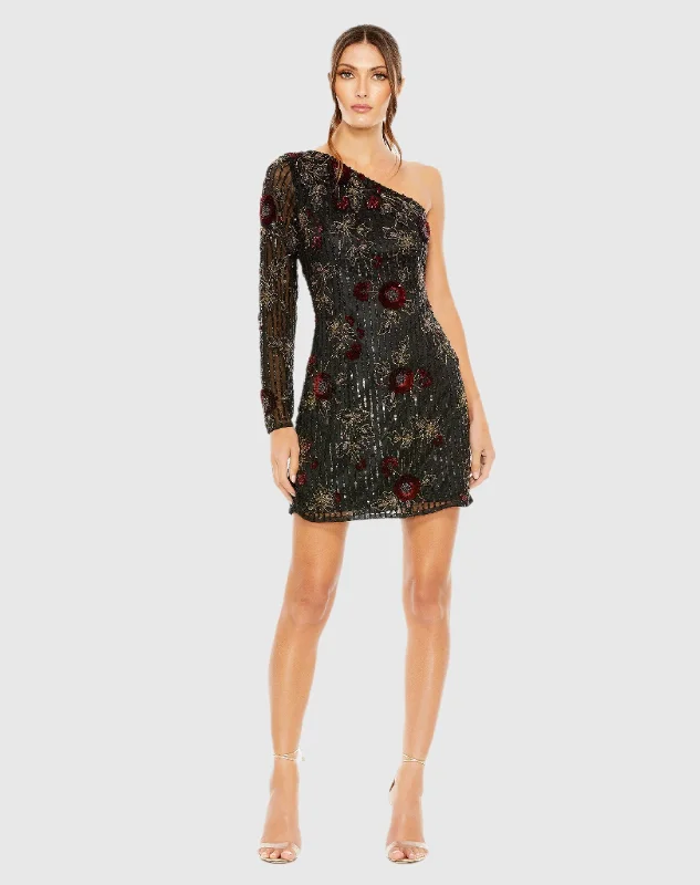 Mini dresses with puff sleeves for a vintage lookOne Shoulder Embellished Mini Dress - FINAL SALE Mini dresses with puff sleeves for a vintage lookOne Shoulder Embellished Mini Dress - FINAL SALE