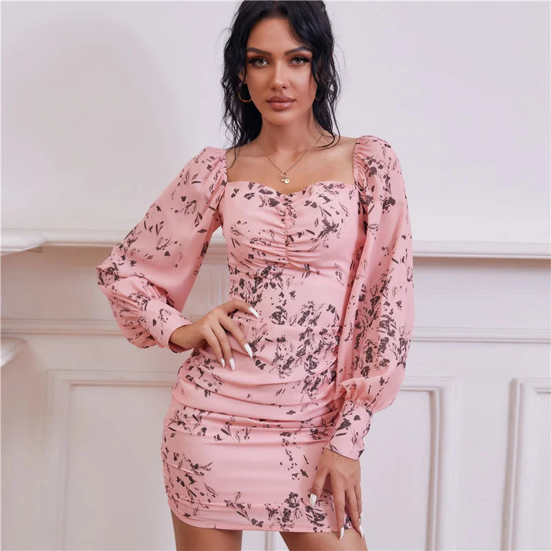 Mini dresses with embroidered details for a unique touchKittenAlarm - Square collar puff sleeve floral print dress Mini dresses with embroidered details for a unique touchKittenAlarm - Square collar puff sleeve floral print dress